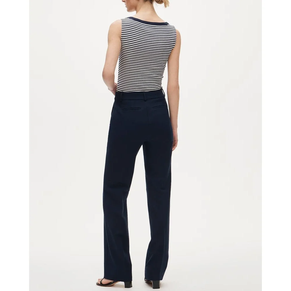J crew Natalia flare business work pant high waist pleat professional navy blue